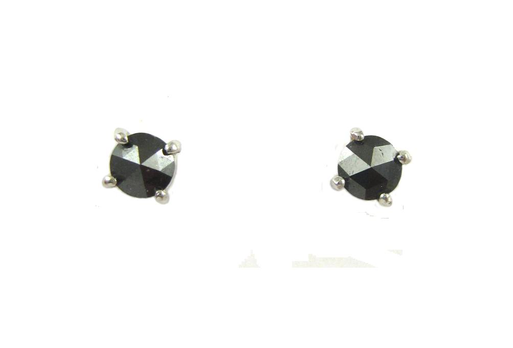 Appraisal: PAIR OF BLACK DIAMOND AND WHITE GOLD EAR STUDS each