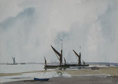 Appraisal: Edward Wesson - Into The Medway Signed indistinctly Watercolour x