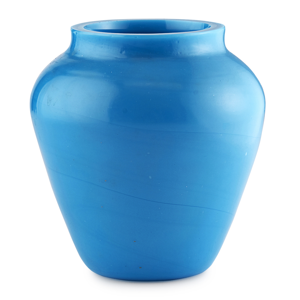 Appraisal: PALE BLUE PEKING GLASS VASE of simple ovoid form rising