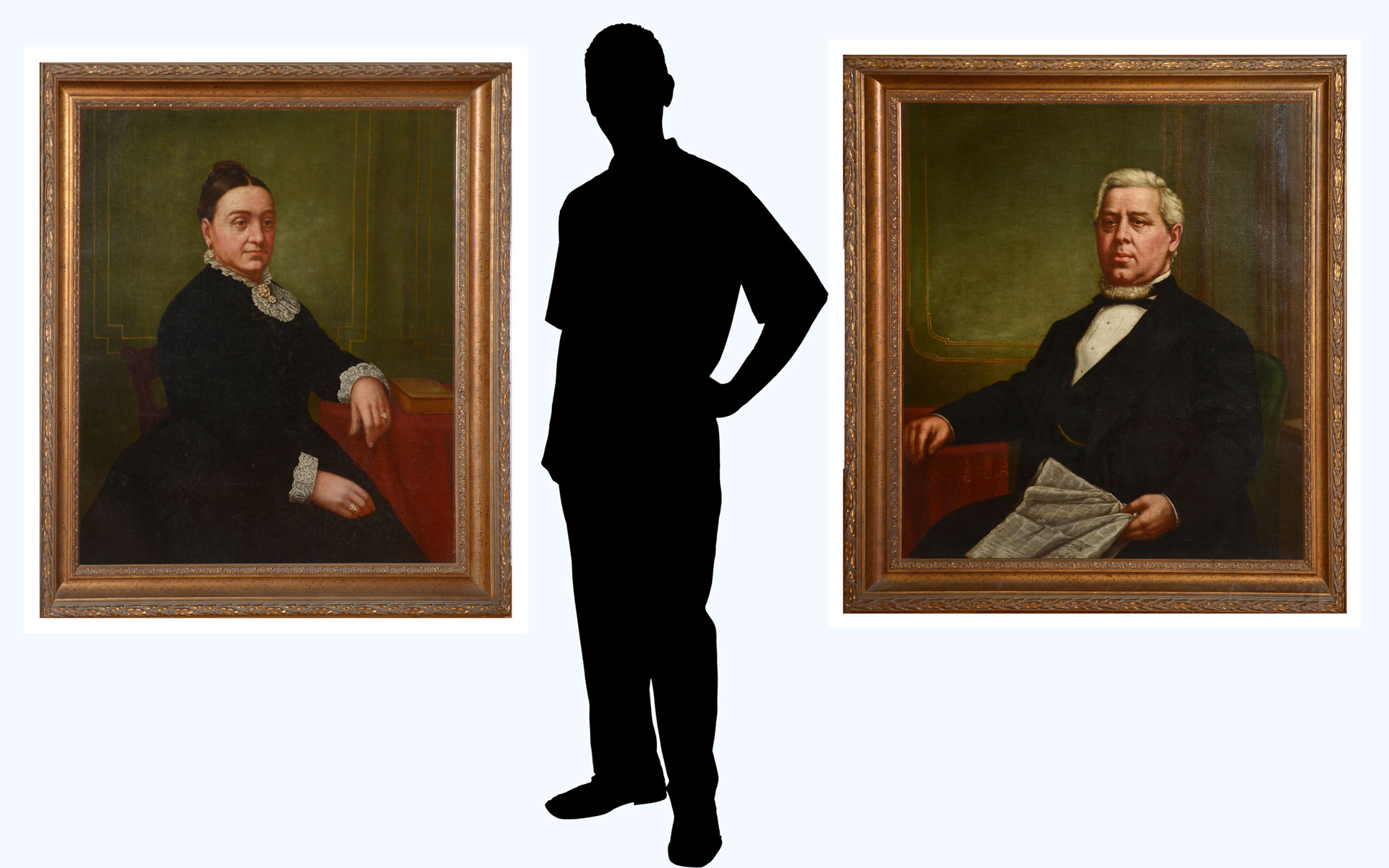 Appraisal: MR MRS TH CENTURY AMERICAN SCHOOL PORTRAIT PAINTINGS A pair