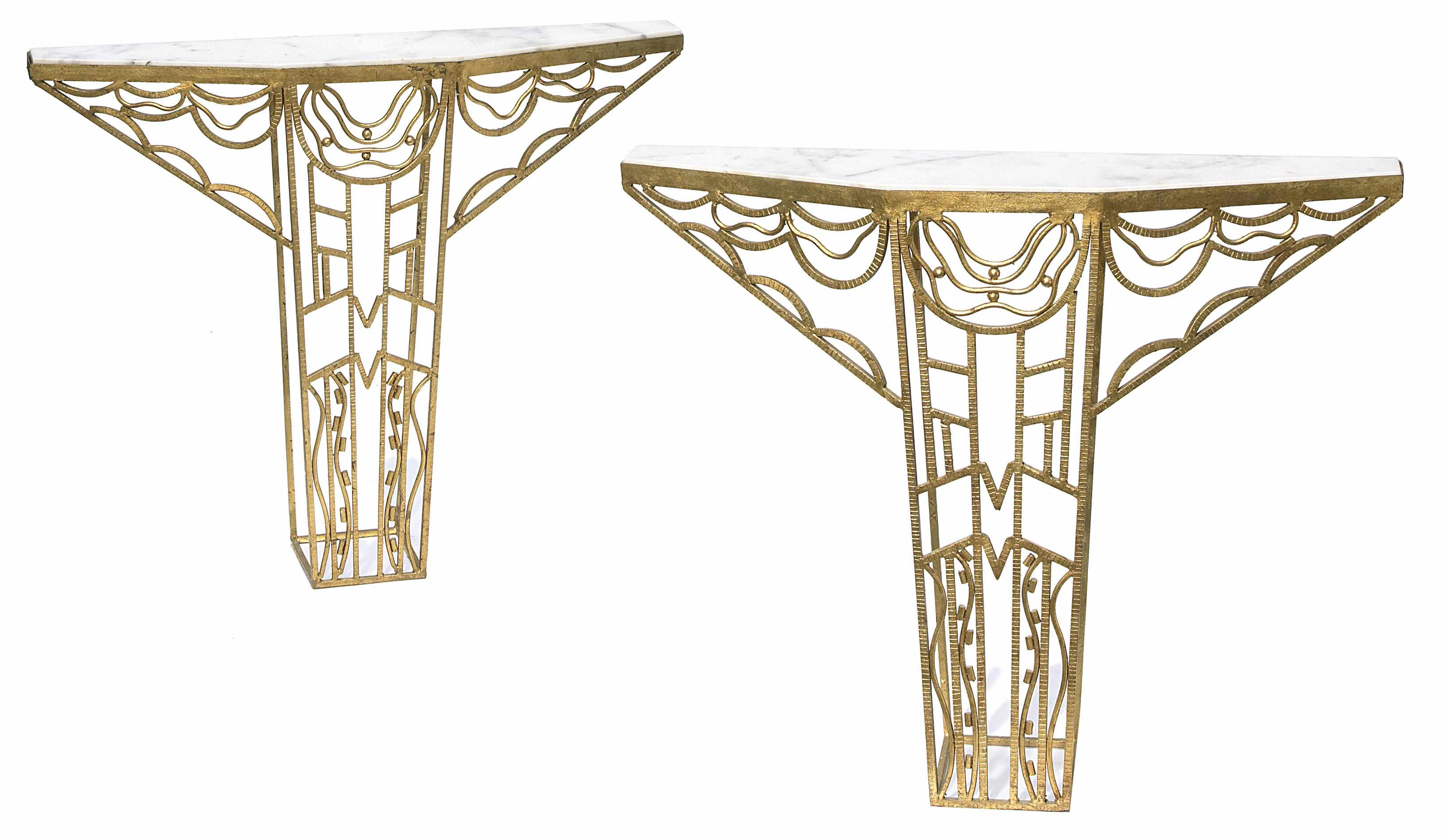 Appraisal: A pair of French Art Deco style gilt wrought iron