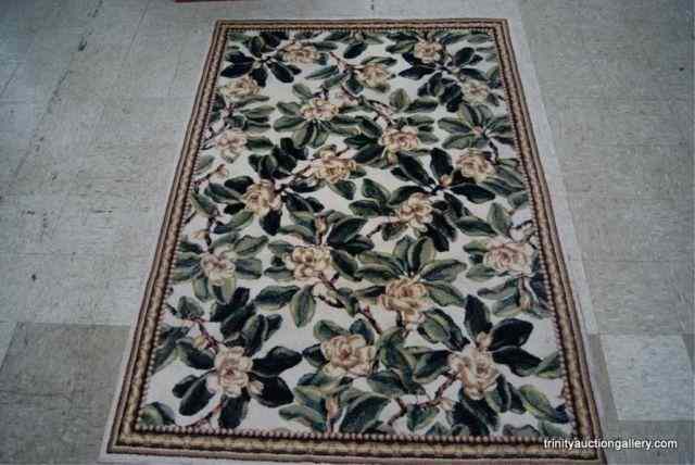 Appraisal: Magnolia Floral Weaved X Area RugActual measurements are '' '