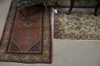 Appraisal: Two Oriental throw rugs Kirman ' x ' and '