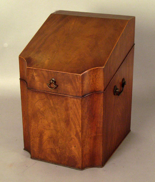 Appraisal: Mahogany knife box ca h w