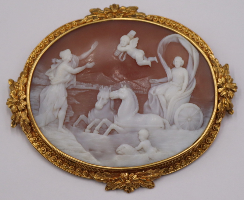 Appraisal: JEWELRY Antique kt Gold Mounted Carved Cameo Brooch Antique kt