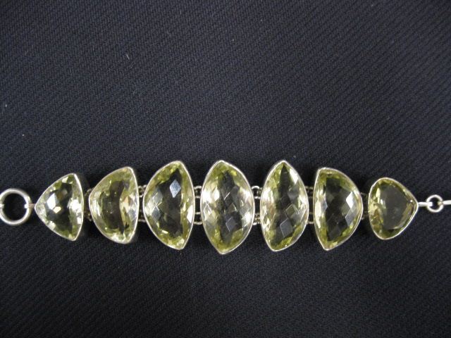 Appraisal: Green Quartz Sterling Bracelet fancy cut gems totaling over carats