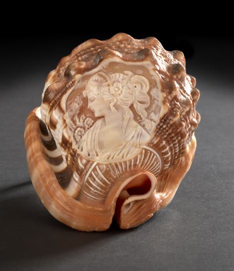 Appraisal: Neapolitan Grand Tour Cameo-Carved Conch Shell signed E Boinela Naples