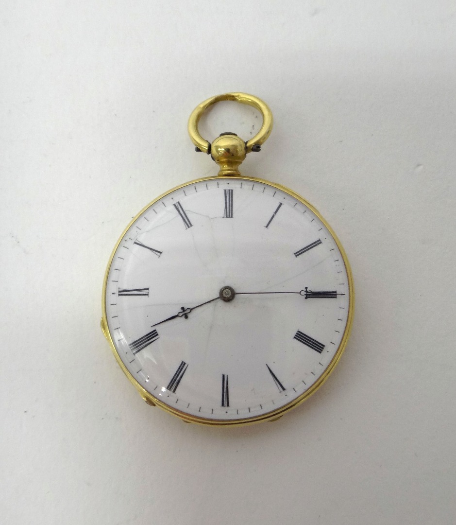 Appraisal: A lady's gold cased key wind openfaced fob watch with