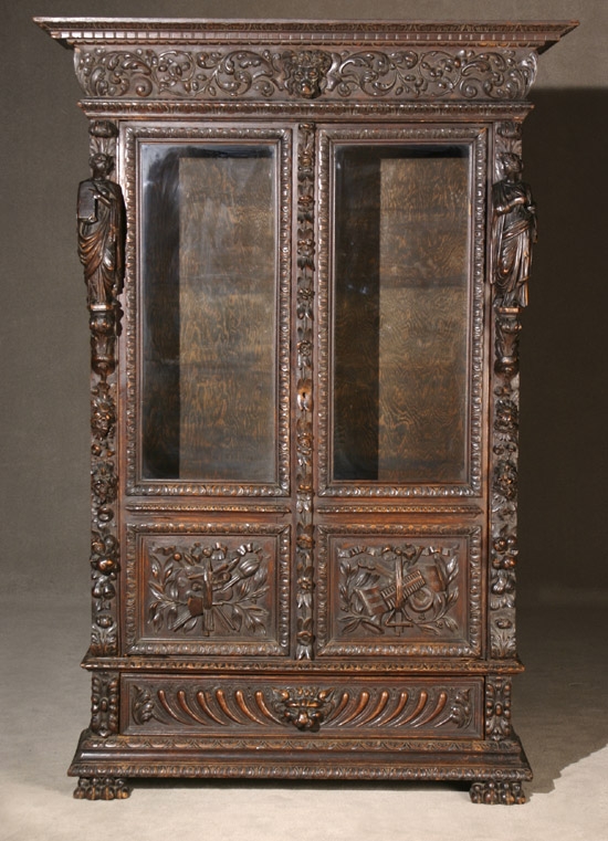 Appraisal: Italian Renaissance Revival Fumed Oak Side Cabinet th Century Having