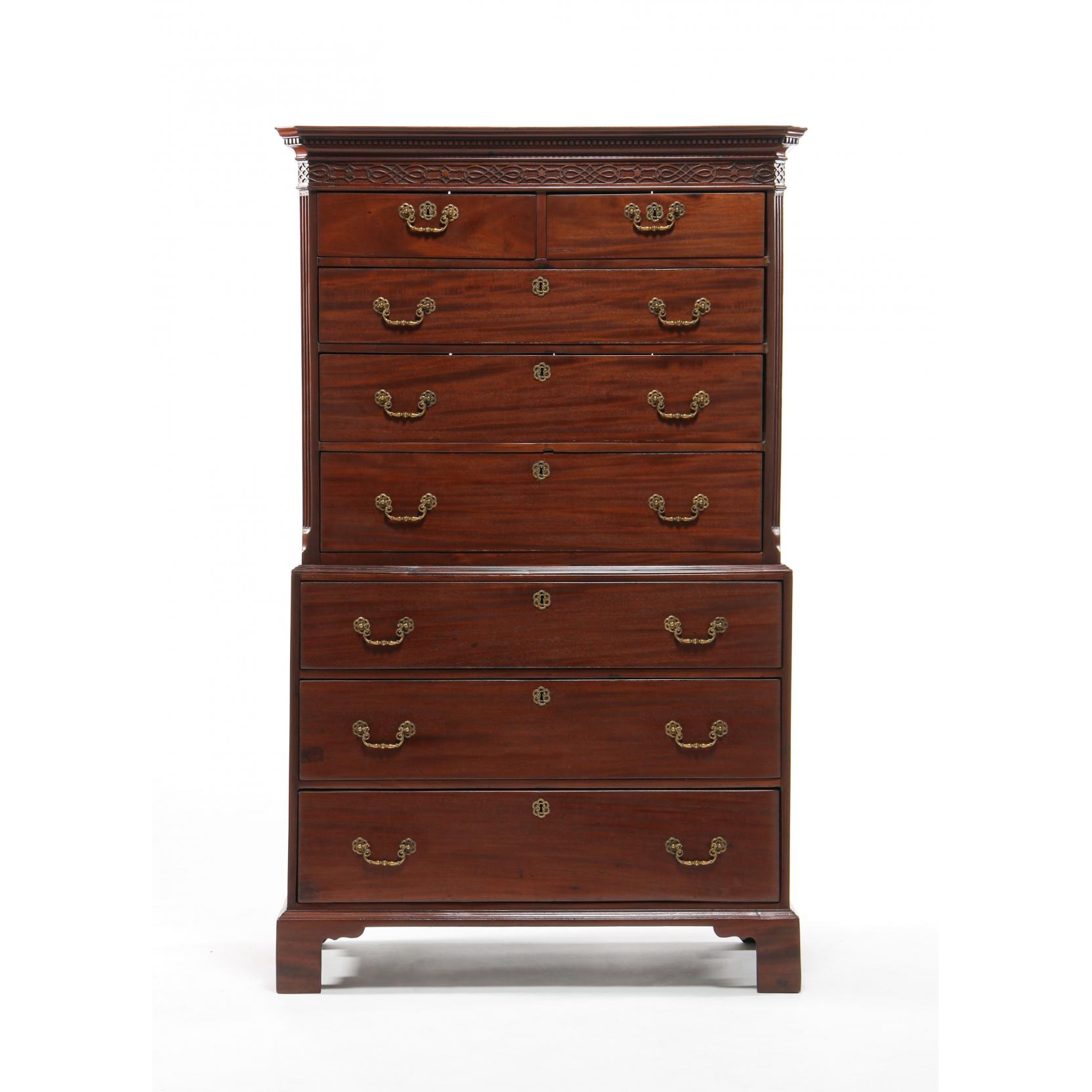 Appraisal: George III Chest on Chest late th century mahogany oak