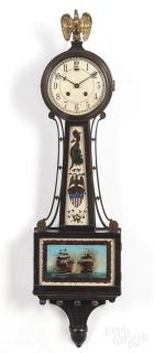 Appraisal: Federal style mahogany banjo clock '' h Five pieces of