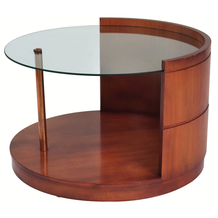 Appraisal: Gilbert Rohde coffee table attribution circular glass top over half