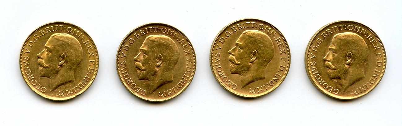 Appraisal: Australia George V Sovereigns -P -P -P -P KM- All