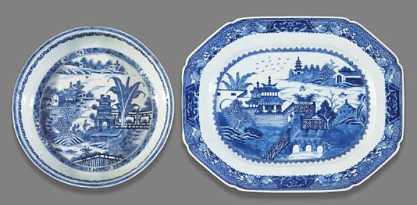 Appraisal: Two blue and white porcelain dishes th Century The first