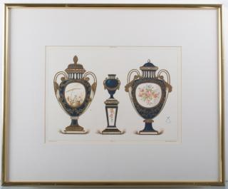 Appraisal: Sevres Urn Print Framed Depicting Sevres porcelain urns and their