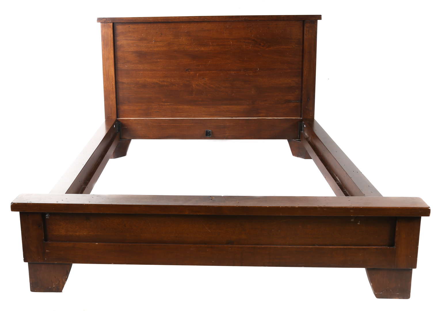 Appraisal: Contemporary walnut queen bedstead plain paneled head and footboard in