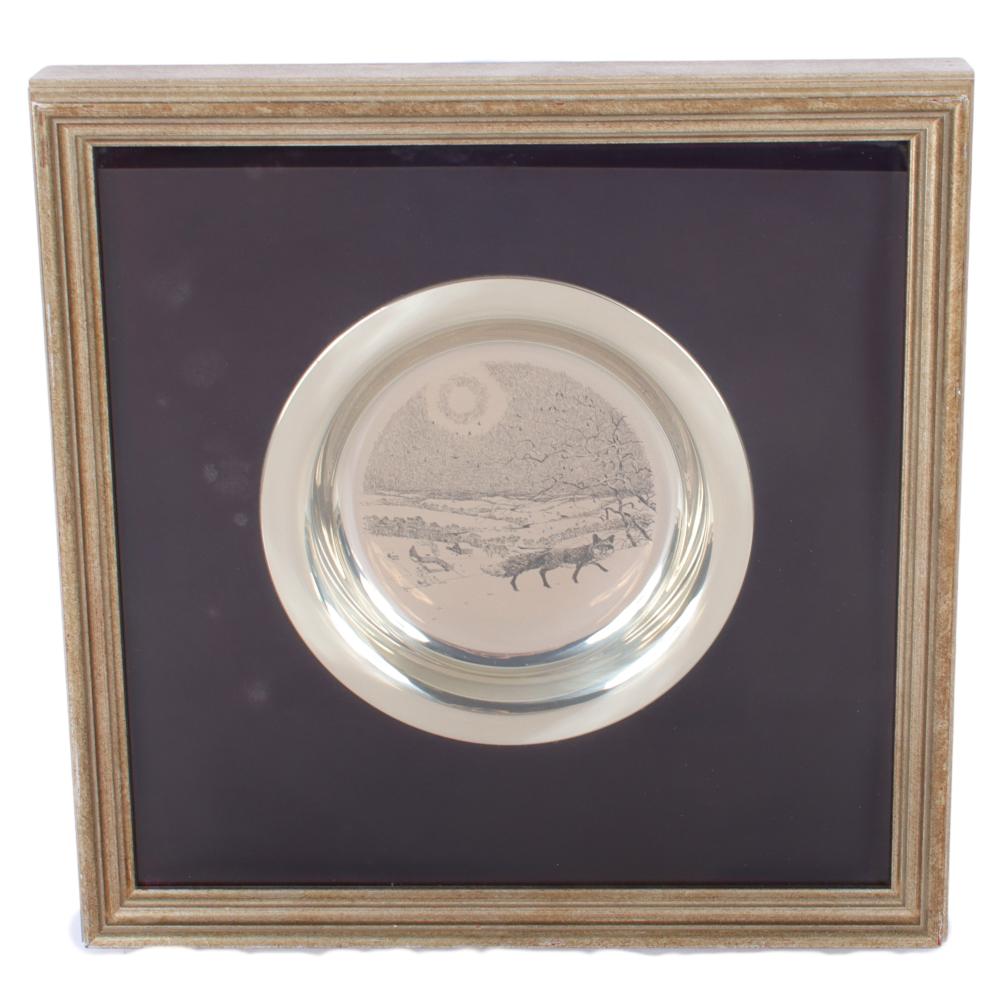 Appraisal: LIMITED EDITION STERLING SILVER FOX HUNTING PLATE BY JAMIE WYETH