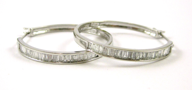 Appraisal: PAIR OF DIAMOND AND WHITE GOLD HOOP EARRINGS each k