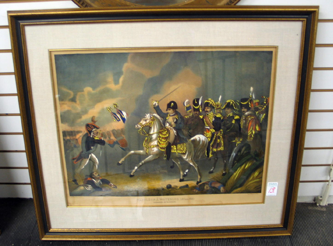 Appraisal: A TH CENTURY HAND COLORED ENGRAVING titled Napoleon at Waterloo