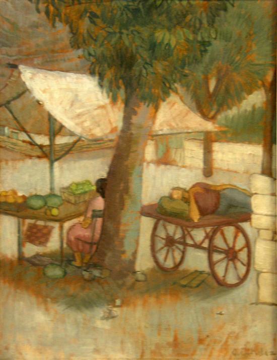 Appraisal: Opal Echalaz b The Fruit Seller oil on board signed