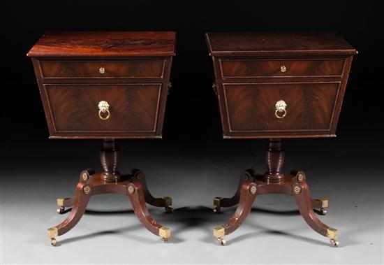 Appraisal: Pair of Regency style mahogany bedside stands th century single