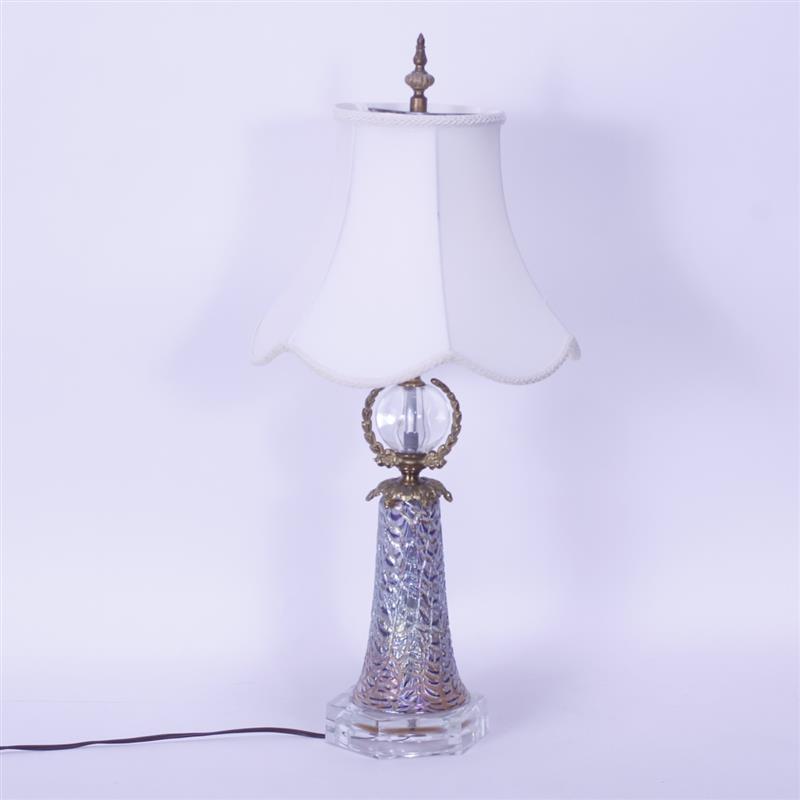 Appraisal: Durand Moorish Crackle art glass table lamp