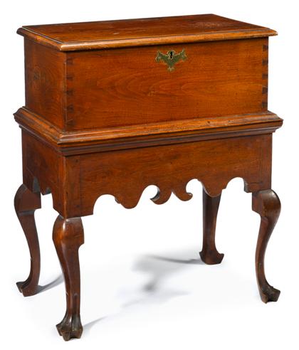 Appraisal: Diminutive Queen Anne walnut blanket chest-on-framepennsylvania circa