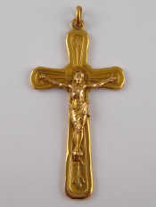 Appraisal: A French hallmarked carat gold crucifix pendant approx x cm