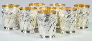 Appraisal: Galmer Sterling Horses Julep Cups Galmer Silversmiths New York contemporary