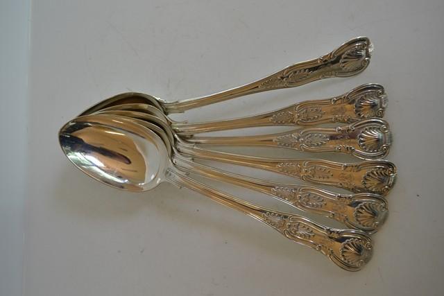 Appraisal: SET OF SIX VICTORIAN LONDON STERLING KING'S PATTERN SOUP SPOONS