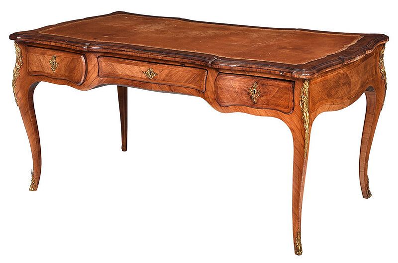 Appraisal: Louis XV Style Leather Top Bureau Plat French th century