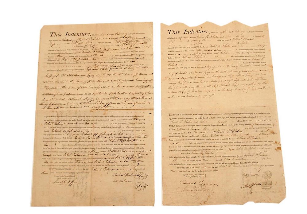 Appraisal: Chillicothe Robert Johnson Land Indenture Joseph Tiffin Witnessed Chillicothe Robert