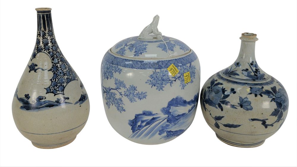 Appraisal: Three Japanese Porcelain Blue and White Pieces to include a