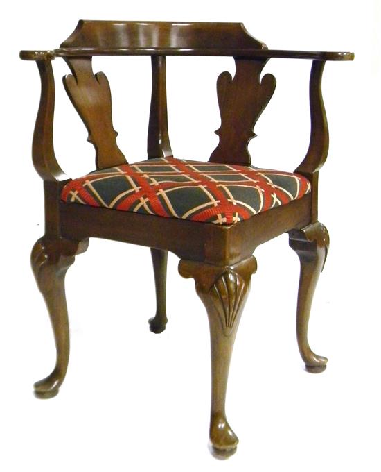 Appraisal: Ephraim Marsh Concord NC Chippendale style corner chair green and