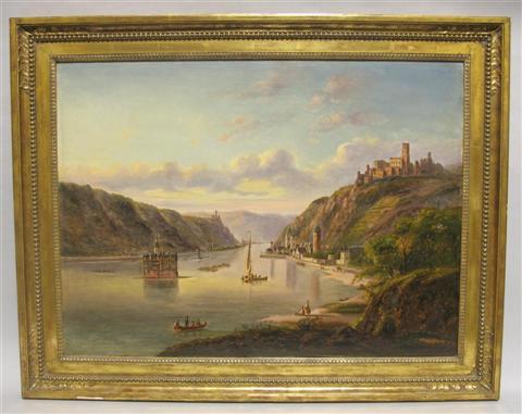 Appraisal: GERMAN SCHOOL THE RHINE Oil on canvas x in Framed