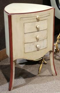 Appraisal: Continental style paint decorated nightstand having a triangular top above