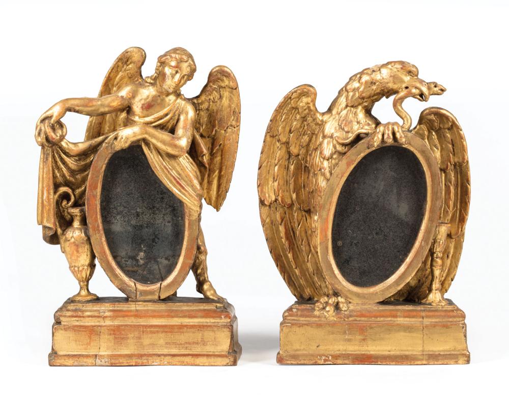 Appraisal: Pair of Continental Giltwood Shelf Mirrors late th early th