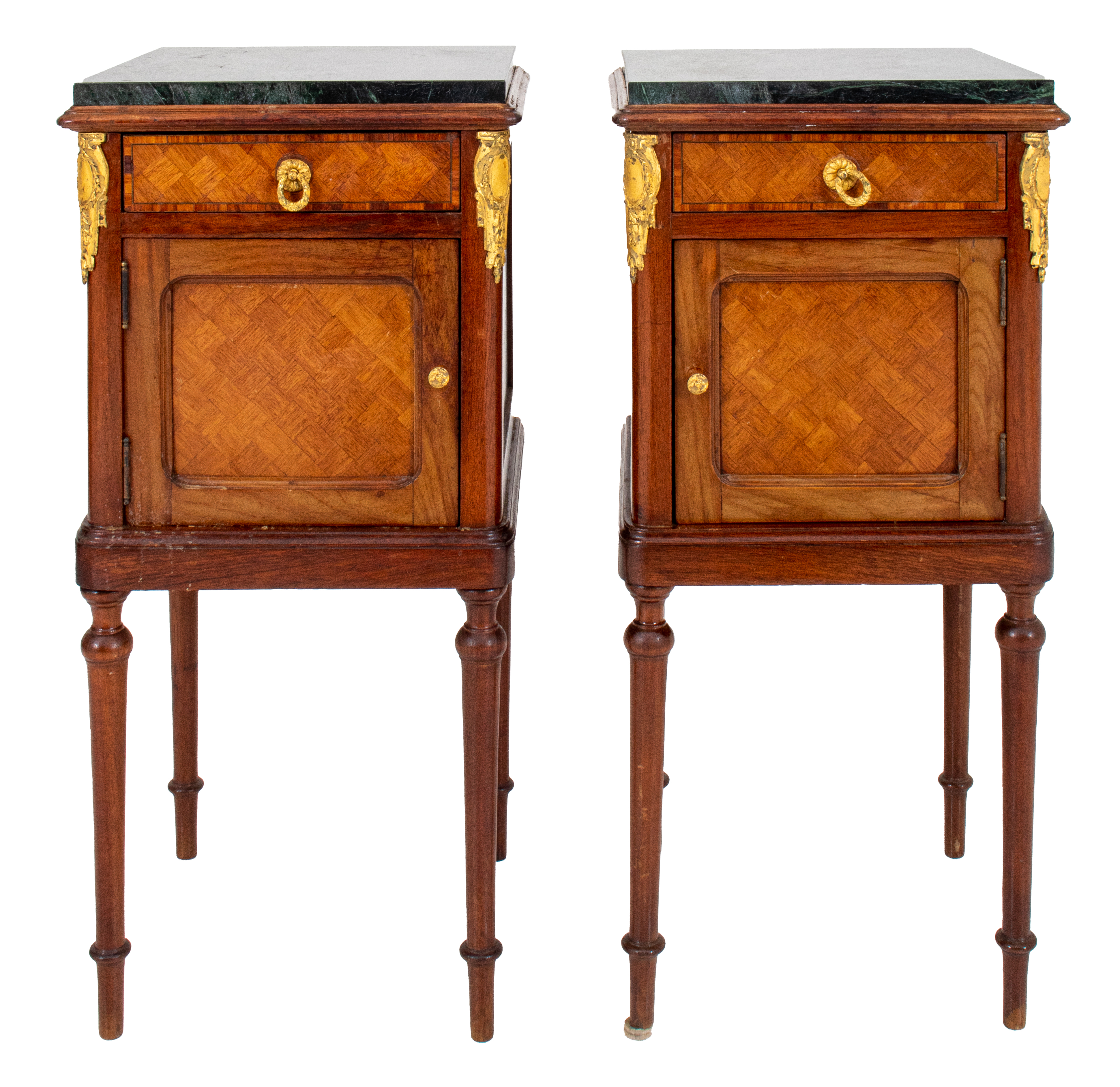 Appraisal: LOUIS XVI STYLE ORMOLU-MOUNTED PARQUETRY TABLES Pair of Louis XVI