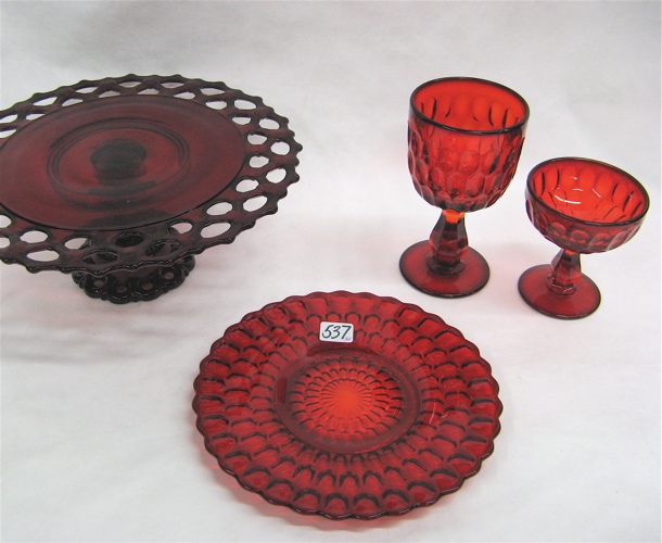 Appraisal: RUBY RED GLASS DESSERT SET pieces consisting of water wine