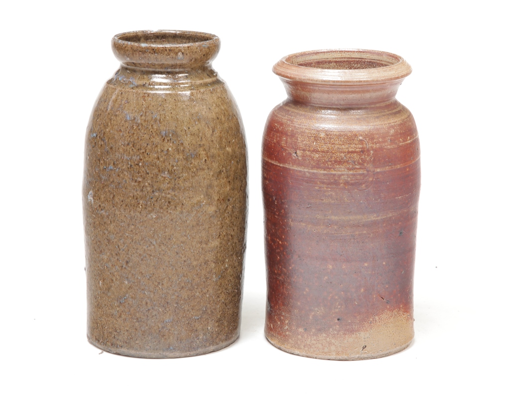 Appraisal: TWO SOUTHERN STONEWARE CANNING JARS North Carolina late th-early th