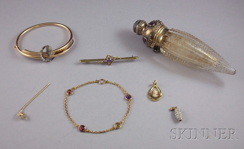 Appraisal: Group of Jewelry Items including an amethyst and sterling silver-mounted