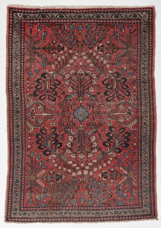 Appraisal: Hamadan Rug th century red field with geometric floral and