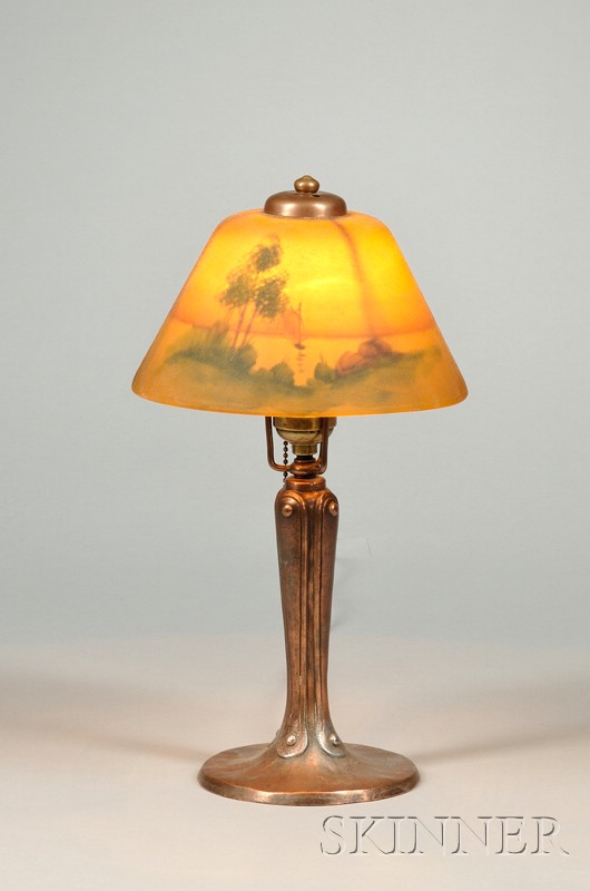 Appraisal: Handel Boudoir Lamp Glass and metal Meriden Connecticut early th