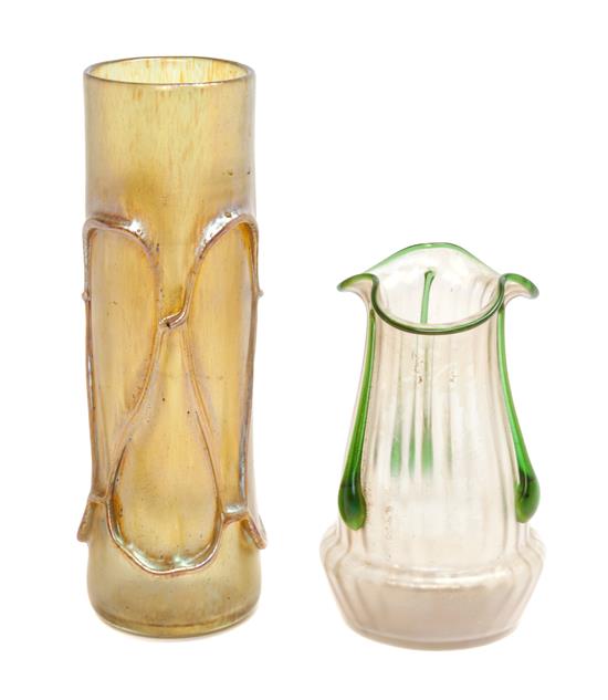 Appraisal: Sale Lot Two Iridescent Glass Vases manner of loetz both