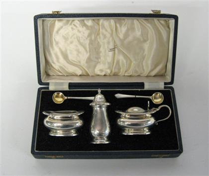 Appraisal: Mappin Webb sterling silver condiment set sheffield Comprising a caster