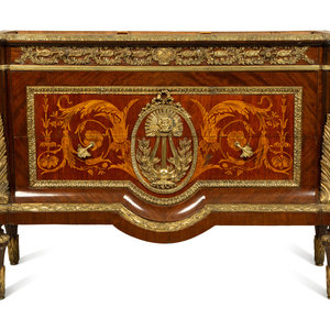 Appraisal: A Louis XVI Style Marquetry Silvered Metal Mounted Commode TH