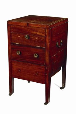 Appraisal: A George III mahogany gentleman's washstand the twin hinged top