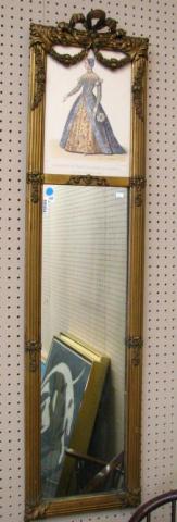 Appraisal: Vintage French style Trumeau mirror with a fashion print in