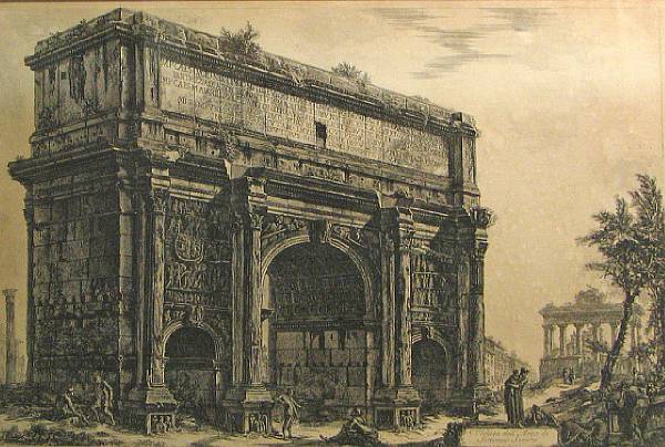 Appraisal: Giovanni Battista Piranesi Italian - Veduta dell'Arco Settimio Severo from