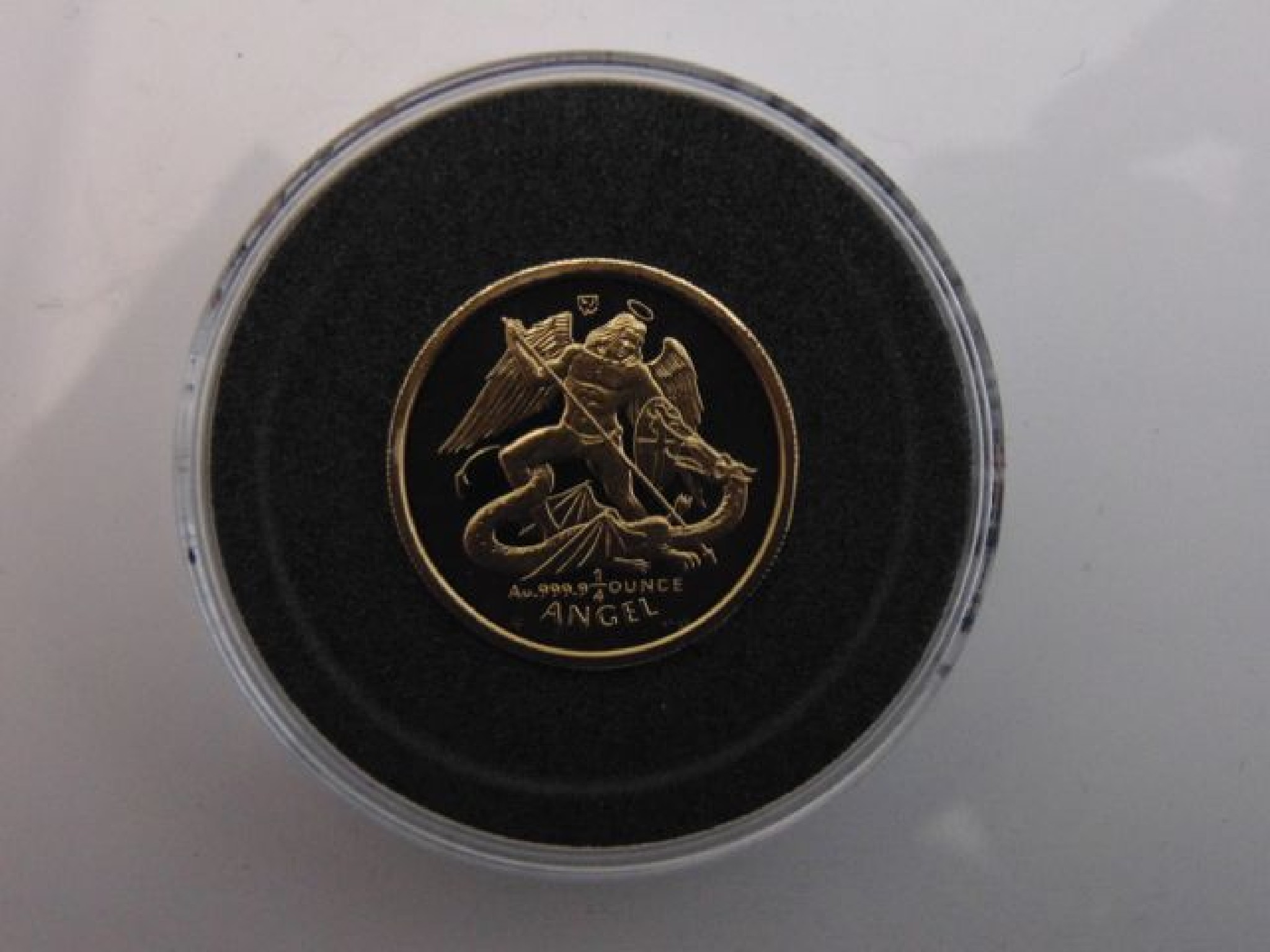 Appraisal: A ct Gold Proof Piedfort oz Angel Coin fitted display